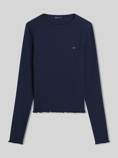 Tommy Jeans Bluzka z długim rękawem o kroju slim fit z mieszanki bawełny Ciemnoniebieski 2