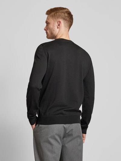 BOSS Gebreide pullover van scheerwol, model 'Botto' Zwart - 5