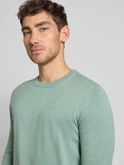 Tom Tailor Sweter z dzianiny o kroju regular fit z czystej bawełny Miętowy 3