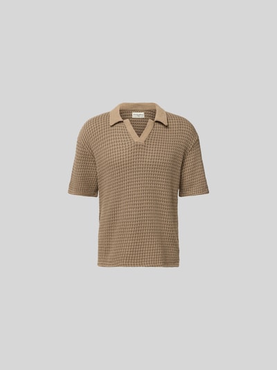 Officine Générale Poloshirt mit V-Ausschnitt Hellbraun 2