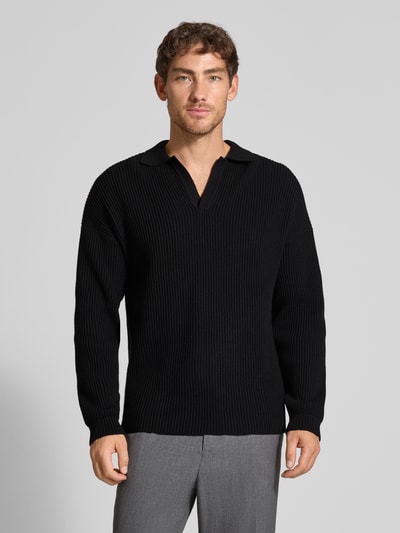 Drykorn Gebreide pullover met polokraag Zwart - 4
