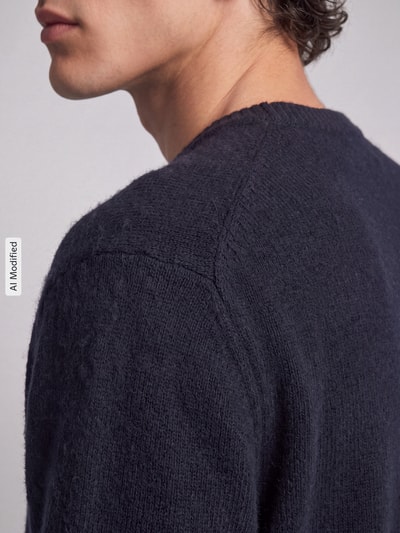 Selected Pullover mit Strukturstrick Dunkelblau 3
