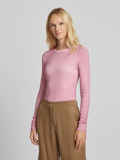 Jake*s Casual Longsleeve mit Strukturmuster Rose 4