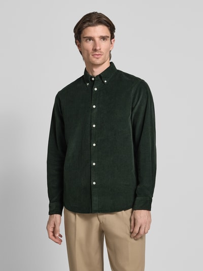 SELECTED HOMME Koszula sztruksowa o kroju regular fit z czystej bawełny model ‘DANNI’ Ciemnozielony 4