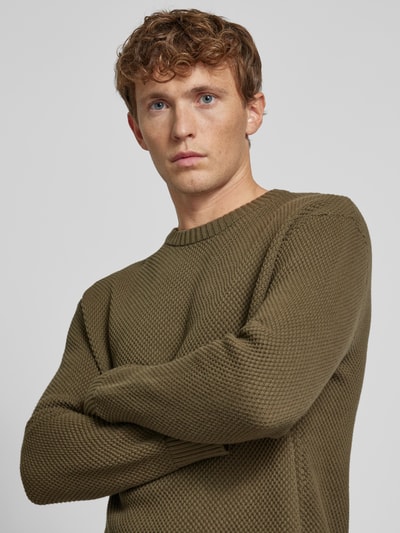 SELECTED HOMME Gebreide pullover met ribboorden, model 'HENNY' Olijfgroen - 3