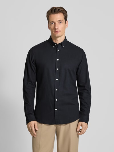 Lindbergh Freizeithemd mit Button-Down-Kragen Black 4
