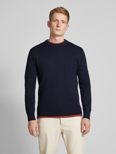 Tom Tailor Denim Regular Fit Strickpullover mit Rundhalsausschnitt Dunkelblau 4