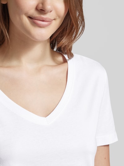 Mango T-Shirt mit V-Ausschnitt Modell 'CHALAPI' Weiss 3