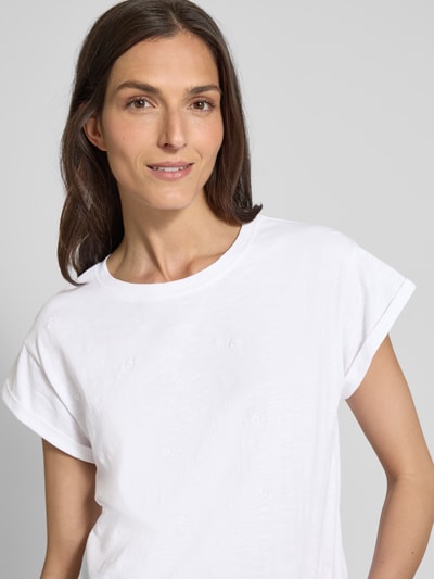 Jake*s Casual T-Shirt mit Motiv-Stitchings Weiss 3