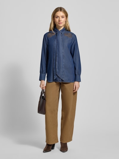 Marc Cain Jeansbluse in Denim-Optik Marine Melange 1
