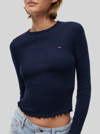 Tommy Jeans Bluzka z długim rękawem o kroju slim fit z mieszanki bawełny Ciemnoniebieski 3