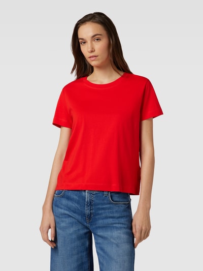 Esprit T-shirt met geribde ronde hals Rood - 4