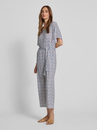 More & More Jumpsuit mit Rundhalsausschnitt und Bindegürtel Marine 1