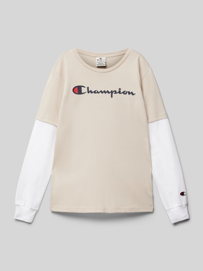 CHAMPION Sweatshirt mit Label-Details und Rundhalsausschnitt Stein 1