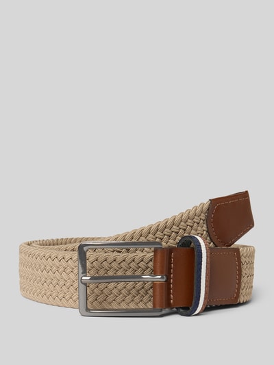 Produktfoto, Gürtel in Flecht-Optik mit Dornschließe von bugatti, klassisch geformt, beige Textur, silberfarbene Schließe, 3 cm breit