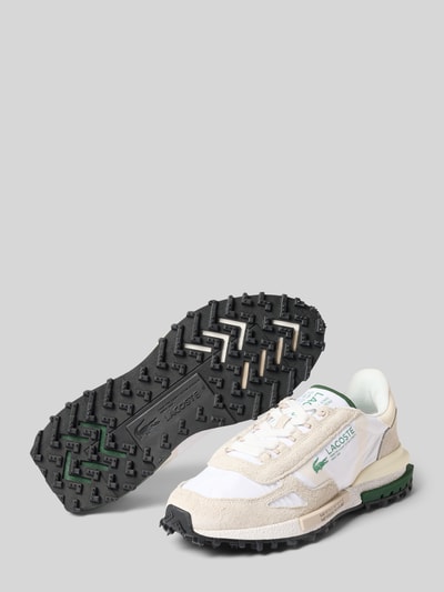 Produktfoto, Sneaker aus Leder-Textile-Mix Modell 'Elite Active' von Lacoste in Weiß und Beige mit grünen Details, Herren Sneaker von Lacoste