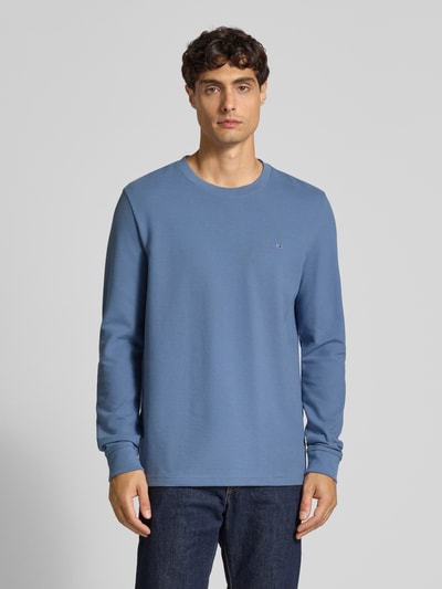 Christian Berg Men Pullover met labelpatch Jeansblauw - 4