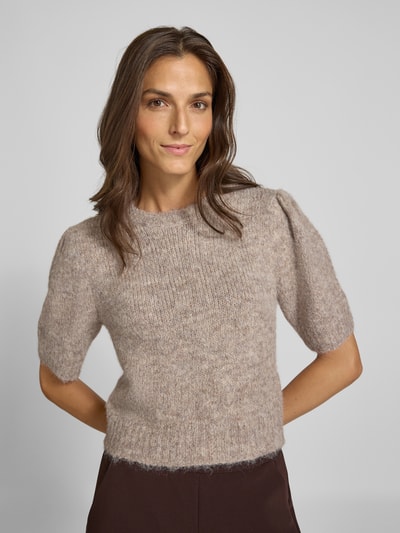 Vero Moda Regular Fit Strickpullover mit Woll-Anteil Modell 'NOVAH' Sand Melange 3