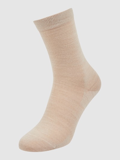 Falke Socken mit Label-Schriftzug Modell 'SOFTMERINO' Beige Melange 1