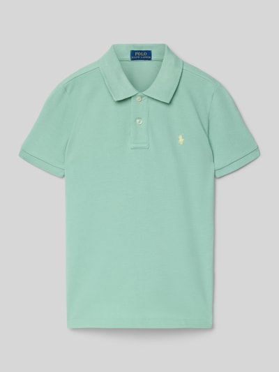 Produktfoto, Regular Fit Poloshirt aus reiner Baumwolle von Polo Ralph Lauren Kids in Mintgrün, unifarben, kurzarm, Piqué mit Logo-Stitching