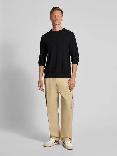 HUGO Regular Fit Strickpullover aus reiner Baumwolle Modell 'SIMO' Black 1