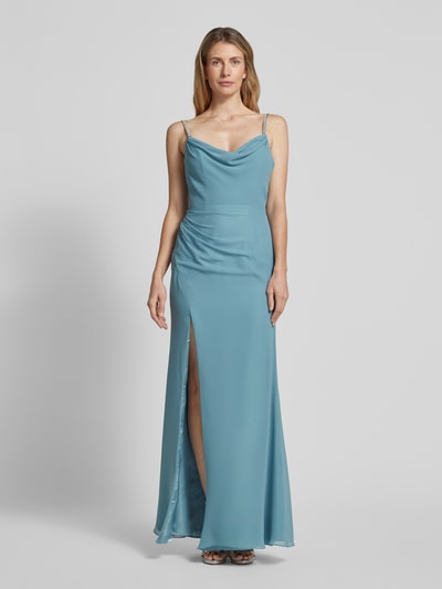 Luxuar Abendkleid mit Wasserfall-Ausschnitt Ocean 4