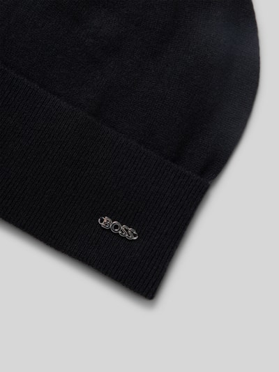 BOSS Beanie met labelapplicatie, model 'Lari' Zwart - 2