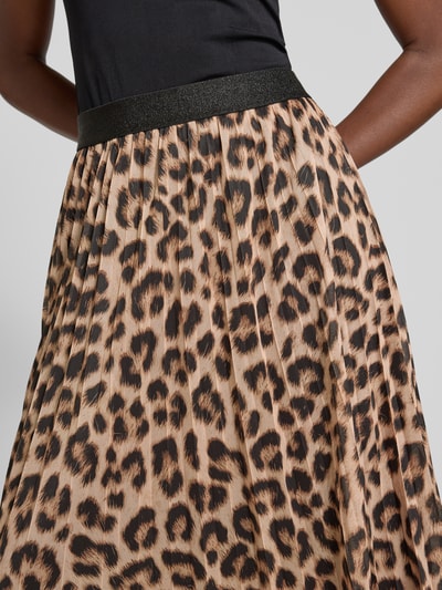 Oui Midirok met plissévouwen Camel - 3