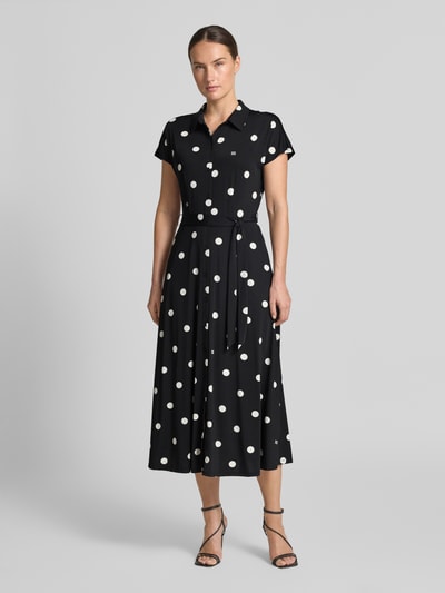 Oui Hemdblusenkleid im Allover-Look mit Bindegürtel Black 4