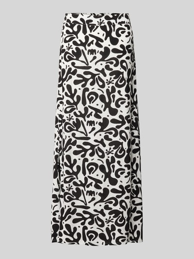 Produktfoto, Maxi-Rock aus reiner Viskose Modell 'BARRI' von Pieces mit Optik:Allover-Muster in Schwarz-Weiß, schmaler Passform, Maxi-Länge, elastischem Bundabschluss, Material: reine Viskose.