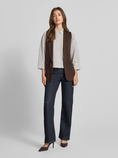 ZABAIONE Bodywarmer van viscosemix met sjaalkraag model 'Am44br' Donkerbruin - 1