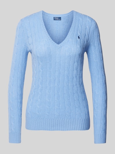 Polo Ralph Lauren Strickpullover aus Wolle-Kaschmir-Mix mit Zopfmuster Blau 2