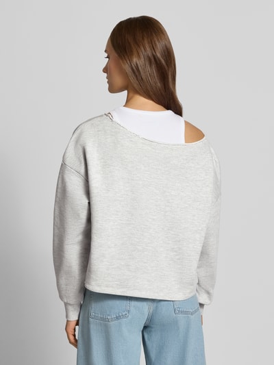 REVIEW relaxed fit sweatshirt met viscose Lichtgrijs gemêleerd - 5