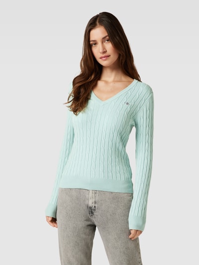 Gant Strickpullover mit Zopfmuster Aqua 4