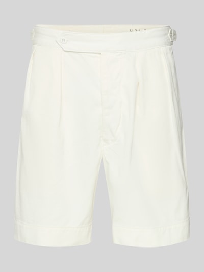 Produktfoto, Relaxed Fit Bermudas aus reiner Baumwolle von Polo Ralph Lauren, unifarben in Creme, Denim-Textur, mit Schnalle und seitlichen Taschen.