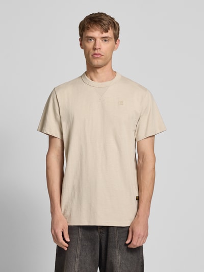 G-Star Raw T-Shirt mit Label-Stitching und Rundhalsausschnitt Beige 4
