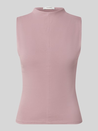Produktfoto, Slim Fit Top aus Baumwoll-Mix Modell 'Belisa' von Topshop in zartem Rosa, Stehkragen, feine Struktur, Rückenlänge 56 cm