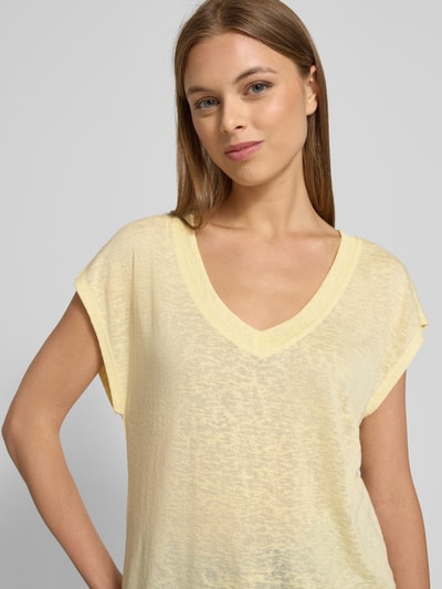 Zero T-Shirt aus Viskose-Mix mit V-Ausschnitt Hellgelb 3