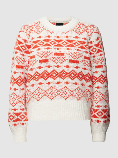 Pieces Gebreide pullover met all-over motief, model 'JIANNA' Rood - 2