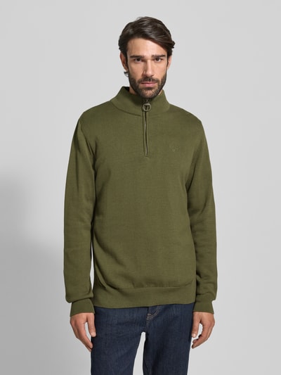 Barbour Regular Fit Troyer aus reiner Baumwolle Modell 'HALF ZIP' Oliv 4