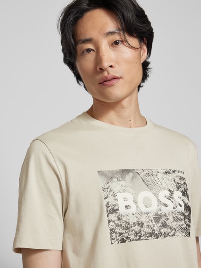 BOSS Orange T-shirt met motiefprint Beige - 3