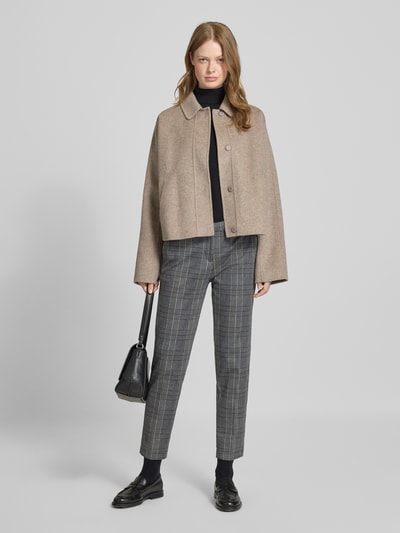 BOSS Boxy Fit Wolljacke mit verdeckter Knopfleiste Modell 'CAFETA' Mud Melange 1