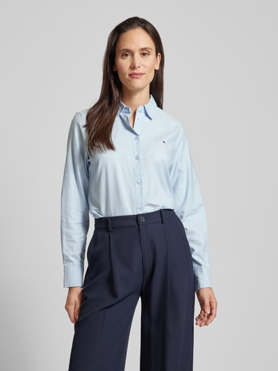 Tommy Hilfiger Regular fit overhemdblouse met logostitching, model 'OXFORD' Lichtblauw - 4