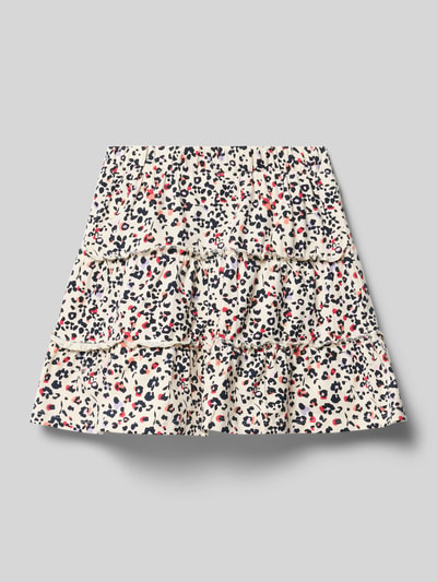 Productfoto, Mini-Rock aus Baumwoll-Mix van s.Oliver RED LABEL met alloverprint, uitlopende fit, mini lengte, ruches, elastische tailleband, katoenmix