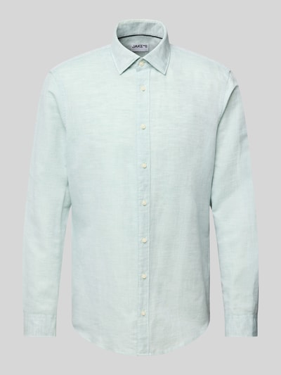 Jake*s Slim Fit Freizeithemd aus Leinen-Baumwoll-Mix Mint 2