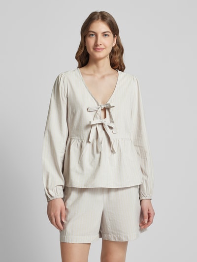 Vero Moda Blouse met vetersluitingen, model 'GILI' Beige - 4