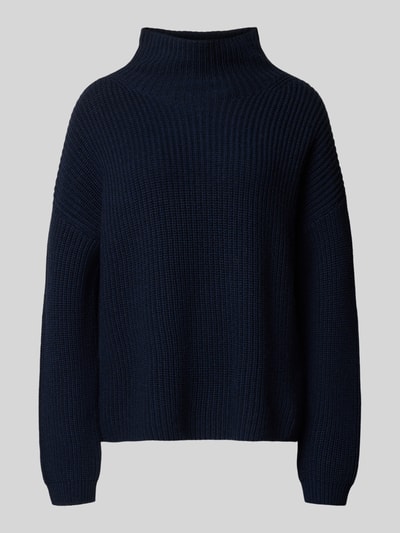 0039 Italy Loose fit gebreide pullover van een mix van kasjmier en wol, model 'LONA' Donkerblauw - 2