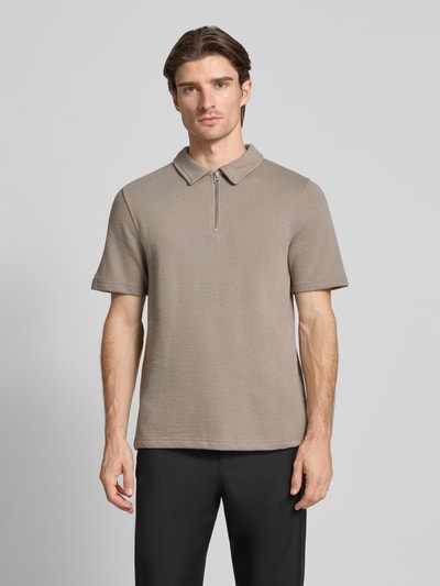 Samsøe Samsøe Regular Fit Poloshirt mit Reißverschluss Modell 'OLLI' Beige 4