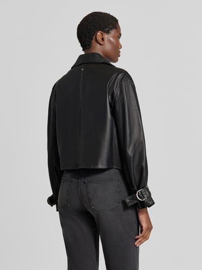 Armani Exchange Cropped Lederjacke aus echtem Leder Black 5