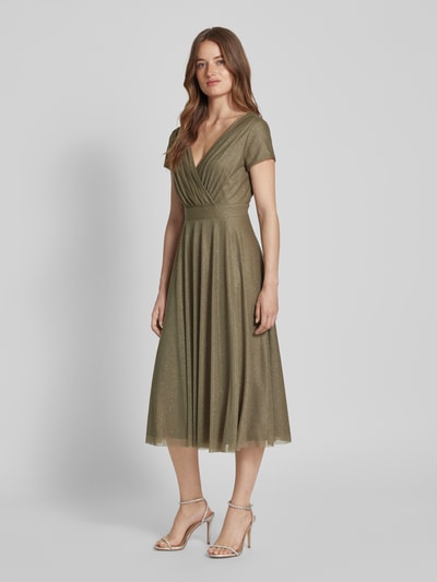 Vera Mont Knielanges Cocktailkleid mit Taillenpassee Khaki 1